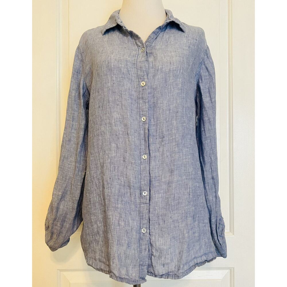 Sigrid Olsen Chambray Button Down Up Blouse Blue … - image 4